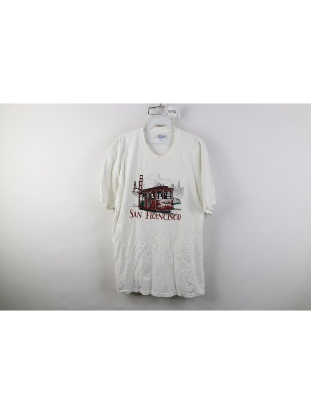 Vintage 90s Y2K Streetwear Mens Large San Francisco Trolley Car T-Shirt White